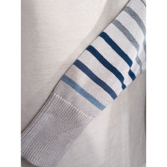 Philosophy Womens 1X Sweater Gray/Blue Striped Crewneck Pullover Nautical Casual - Picture 8 of 16